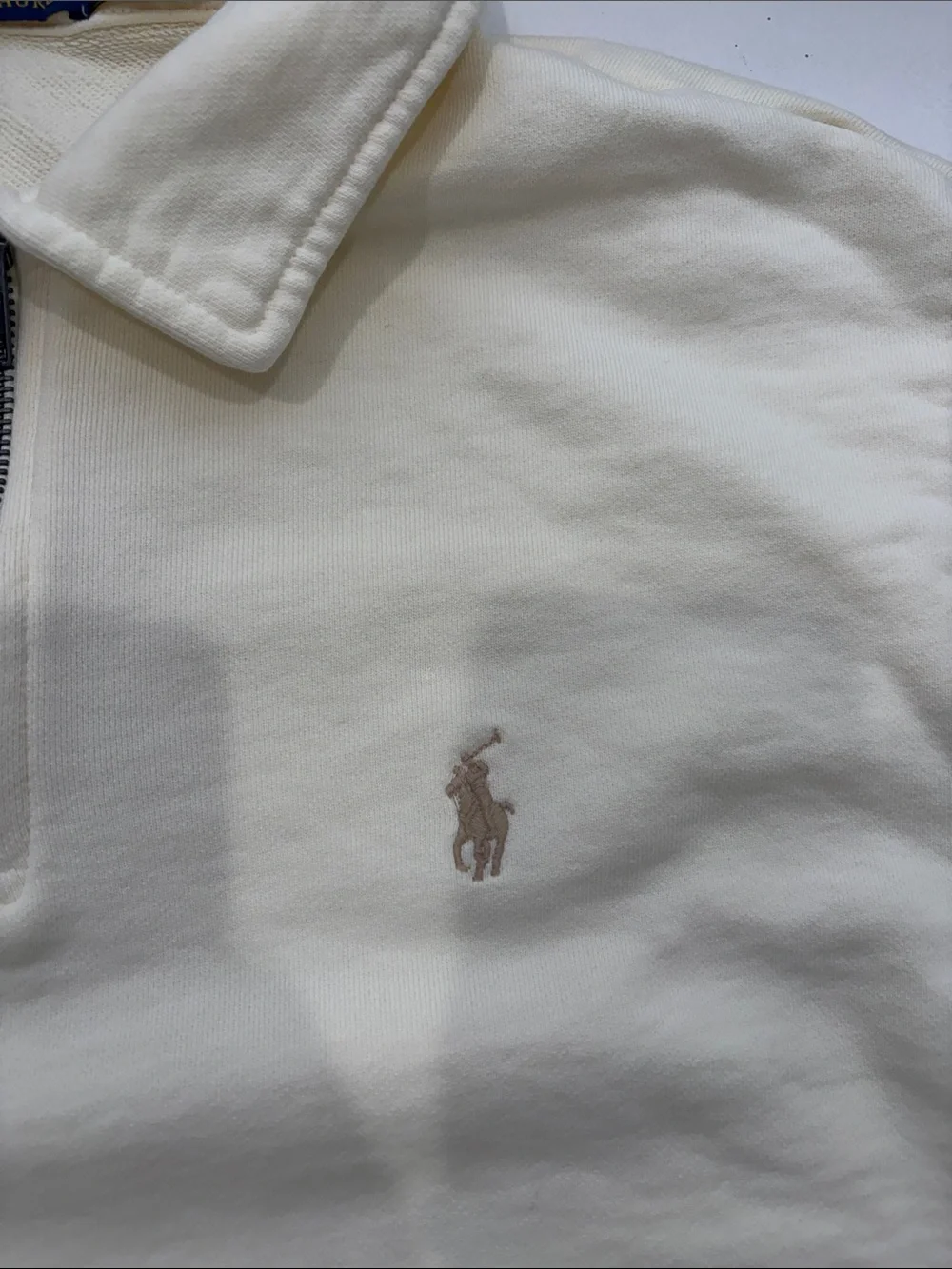 NWOT Polo by Ralph Lauren Cream Quarter-Zip Pullover Sweatshirt size large